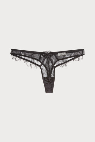 Sophia Lace Thong in Black