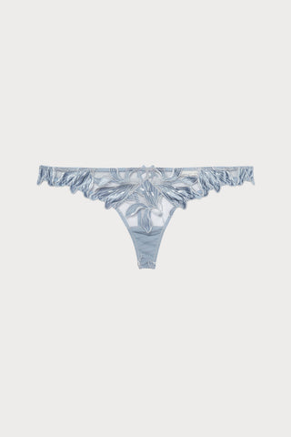 Velvet Lily Embroidery Thong