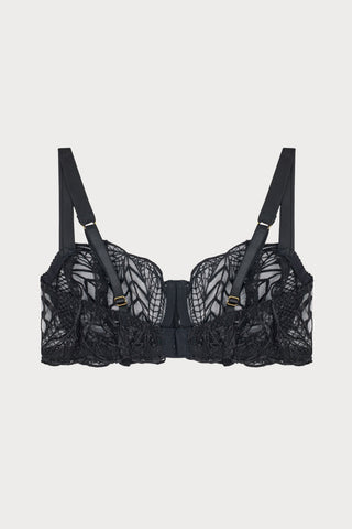 Roxy Black Embroidered Balconette Bra