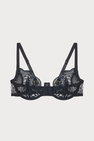 Roxy Black Embroidered Demi Bra