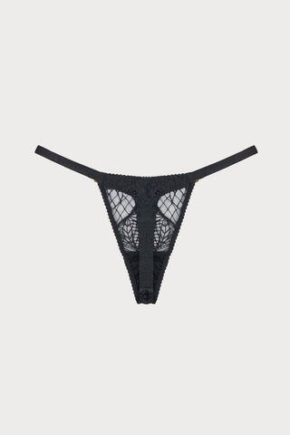 Roxy Black Embroidered Mini Thong