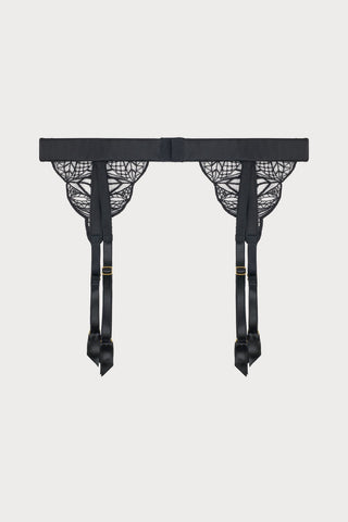 Roxy Black Embroidered Suspender Belt
