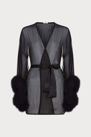 Gilda & Pearl Diana Silk & Marabou Feather Kimono - Naughty Knickers