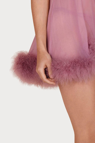 Gilda & Pearl Diana Silk & Marabou Feather Babydoll, Size S-M (UK 8-10) - Naughty Knickers