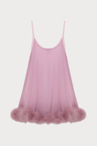 Gilda & Pearl Diana Silk & Marabou Feather Babydoll, Size S-M (UK 8-10) - Naughty Knickers