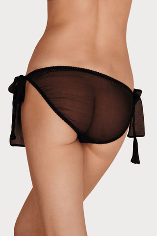 Gilda & Pearl Ava Tie Side Brief in Black - Naughty Knickers