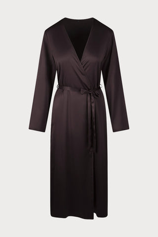 Long Satin Kimono Dark Pepper, Size XL (UK 16)
