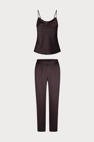Satin Cami Top & Pants Pyjama Set Dark Pepper