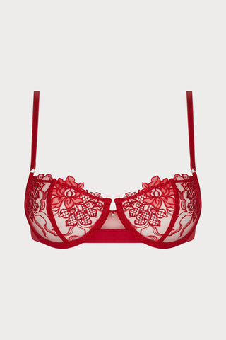 Adorable En Sexy Red Vertical Seam Half Cup Bra