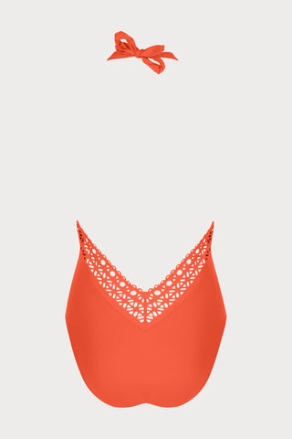 Ajourage Couture Papaya Plunge Halter Swimsuit