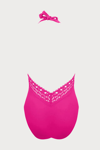 Ajourage Couture Open Back Halter Fuchsia Swimsuit