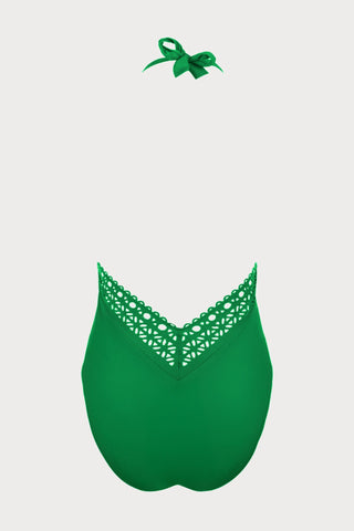 Ajourage Couture Green Plunge Halter Swimsuit