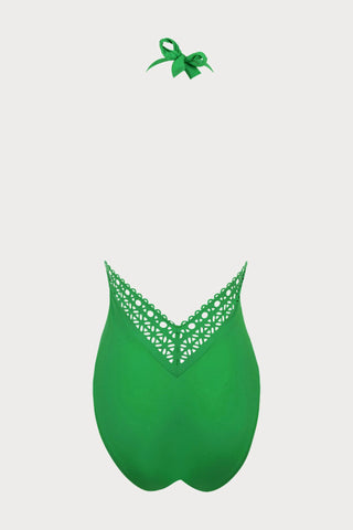 Ajourage Couture Light Green Plunging Halter Swimsuit