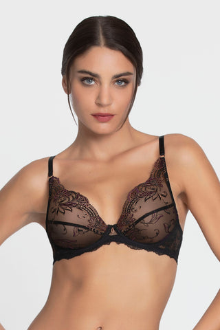Lise Charmel Charme Secret Black Embroidery Glam Push-up Bra