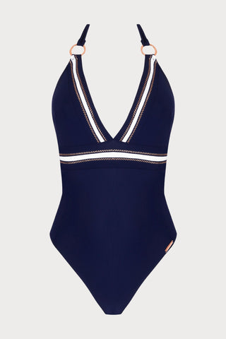 Cordage Precieux Seduction Halter Swimsuit Navy