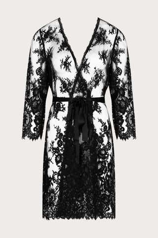 Désirs de Venise Black Mid-Length Robe