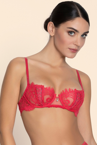 Lise Charmel Désirs de Venise Red Vertical Seam Half Cup Bra - Naughty Knickers