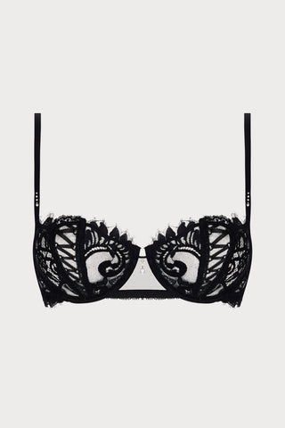 Désirs de Venise Black Vertical Seam Half Cup Bra