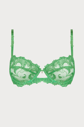 Dressing Floral Half Cup Bra - Green