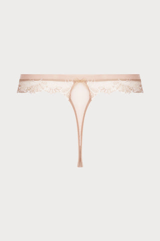 Dressing Floral Tanga Thong - Ambre Nacre