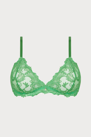 Dressing Floral Wireless Triangle Bra - Green, Size S (fits 32B-32C)