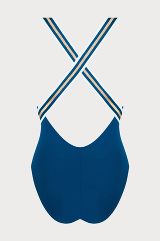 Lise Charmel Energie Nautique Blue Crossed Back Swimsuit - Naughty Knickers