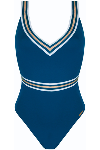Lise Charmel Blue Crossed Back Swimsuit Energie Nautique
