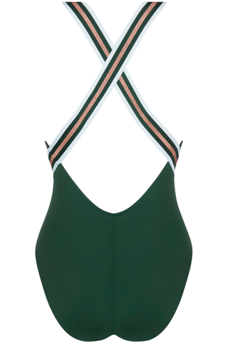 Lise Charmel Green Crossed Back Swimsuit Energie Nautique