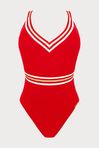 Lise Charmel Energie Nautique Red Crossed Back Swimsuit - Naughty Knickers