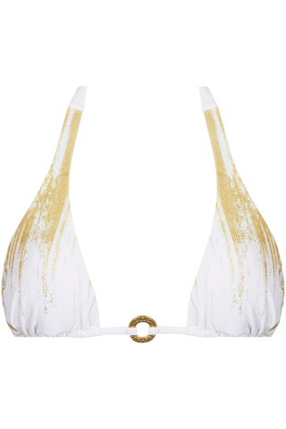 Lise Charmel Feuille D'or Triangle Bikini Top Or Sur Blanc