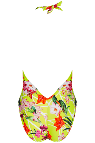 Women's Lime Floral Pattern Halterneck One Piece Swimwear - Lise Charmel Fleurs Splendeur 