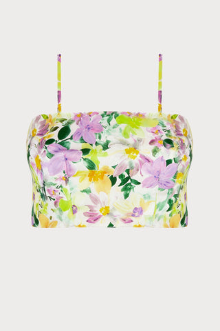 L'Amour au Soleil Satin Floral Print Bandeau Top