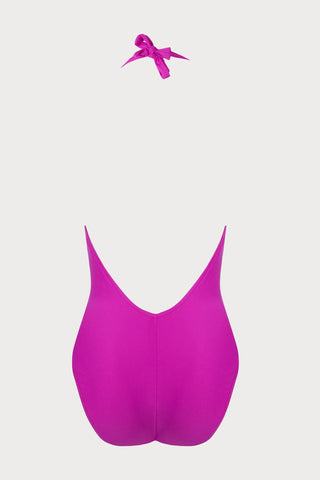 Lise Charmel Perles Nacrées Halter Swimsuit Fuchsia, Size L (UK 14) - Naughty Knickers