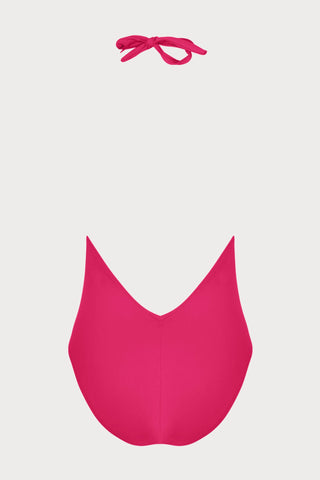Lise Charmel Sillage Couture Plunging Halter Swimsuit Pink - Naughty Knickers