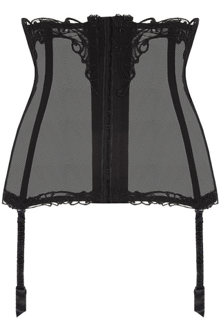 ise Charmel Soir de Venise black waspie with tulle back and guipure embroidery detailing