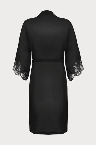 Splendeur Soie Black Mid Length Sheer Robe