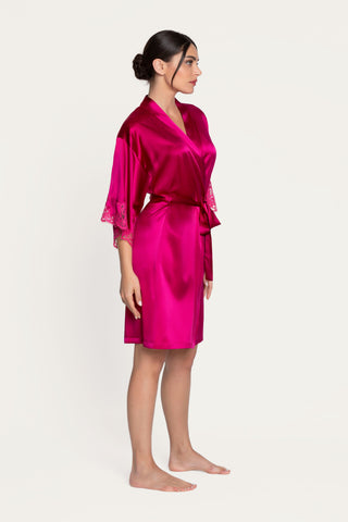 Lise Charmel Raspberry Mid Length Silk Robe Splendeur Soie