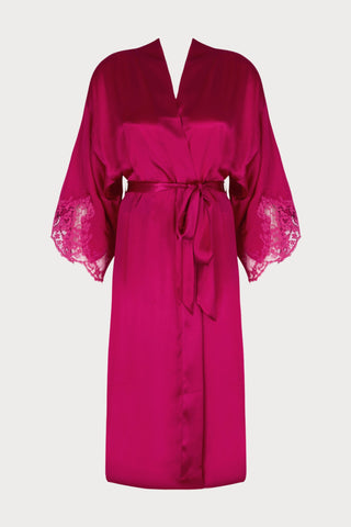 Splendeur Soie Raspberry Mid Length Silk Robe