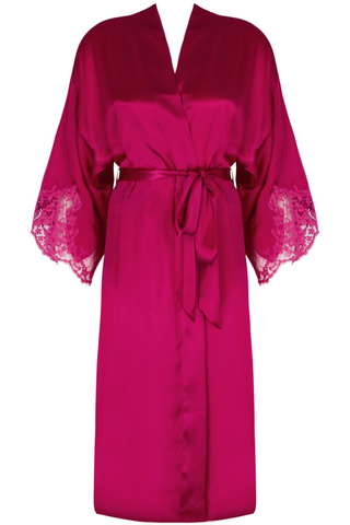 Lise Charmel Raspberry Mid Length Silk Robe Splendeur Soie