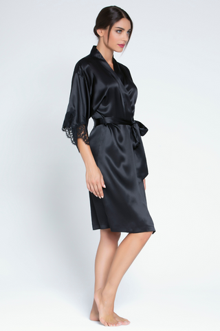Lise Charmel  Mid Length Silk Robe Black Splendeur Soie