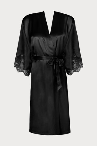 Splendeur Soie Black Mid Length Robe