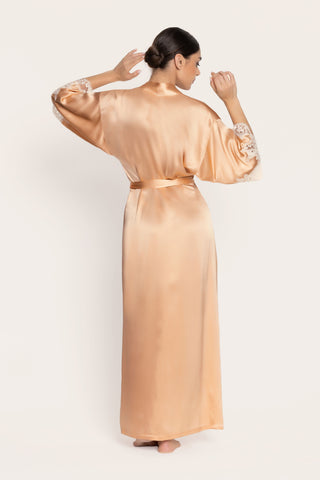 Lise Charmel Mid Length Silk Robe Peach Splendeur Soie