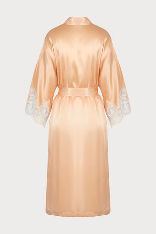 Lise Charmel Mid Length Silk Robe Peach Splendeur Soie