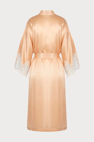 Lise Charmel Mid Length Silk Robe Peach Splendeur Soie