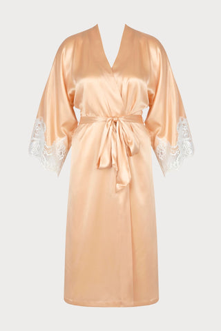 Lise Charmel Mid Length Silk Robe Peach Splendeur Soie