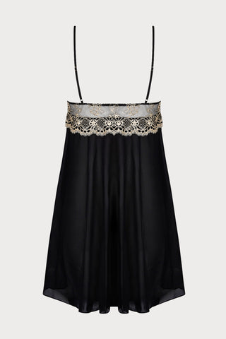 Sublime En Or Black & Gold Crepe Silk Babydoll