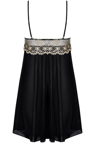 Black & Gold Crepe Silk Babydoll Lise Charmel Sublime En Or