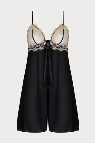 Sublime En Or Black & Gold Crepe Silk Babydoll