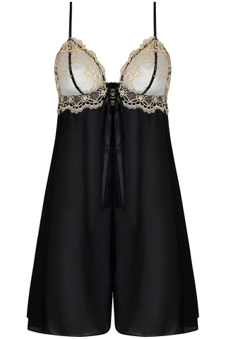 Black & Gold Crepe Silk Babydoll Lise Charmel Sublime En Or