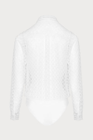Paco Embroidery Blouse Bodysuit White